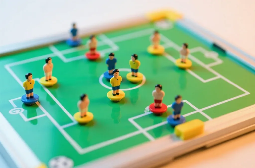 足球战术板上布置的4-3-3阵型与球员位置图